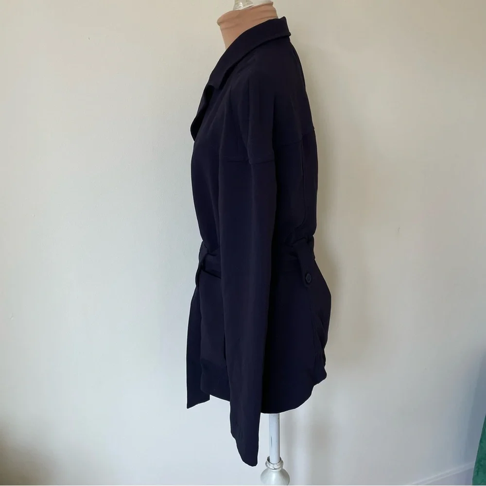 Derek Lam Collective Belted Cardigan Navy Blue Crepe Jacket Size IT 42/US 6